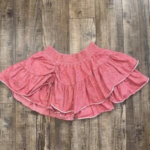 Paper Wings Girls Red Ruffle Skirt Organic Cotton Boho Cottagecore Size 7